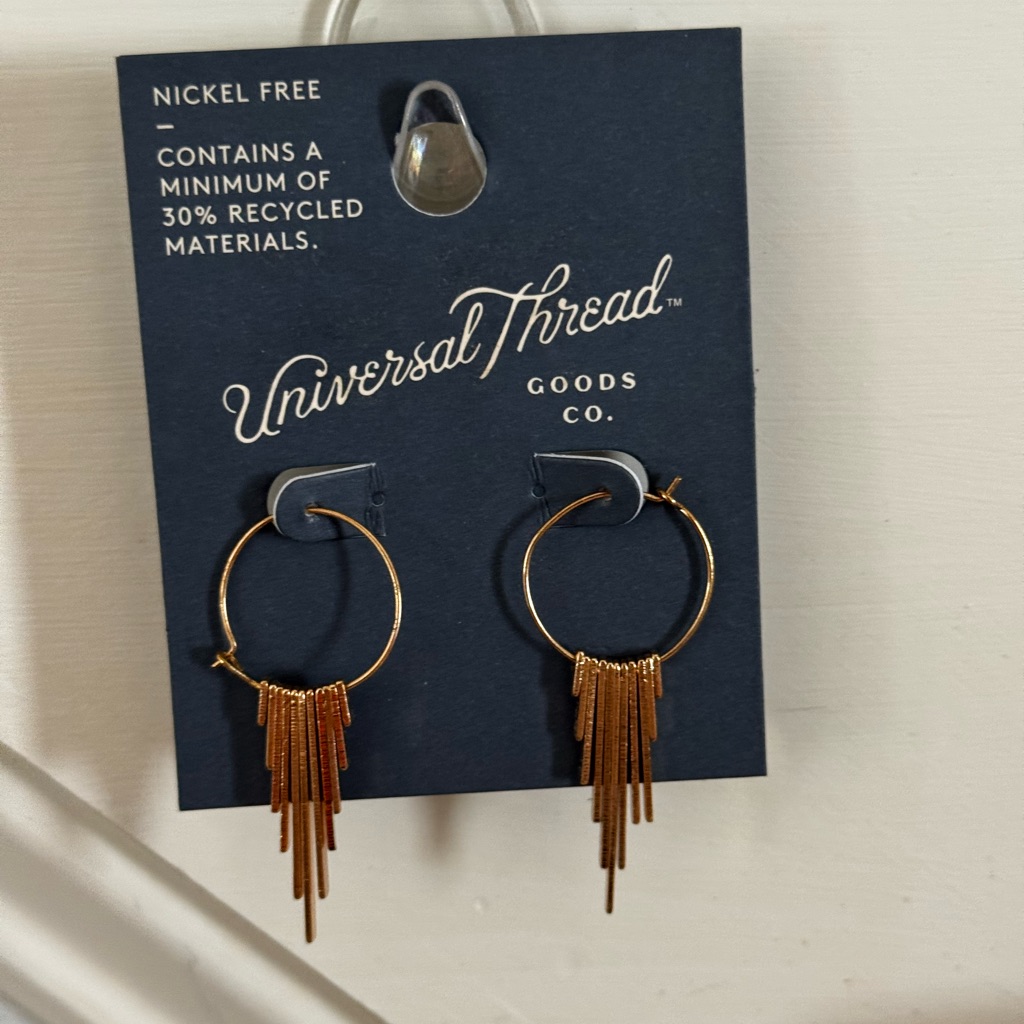 Universal Thread Gold Fringe Hoop Earrings 5$